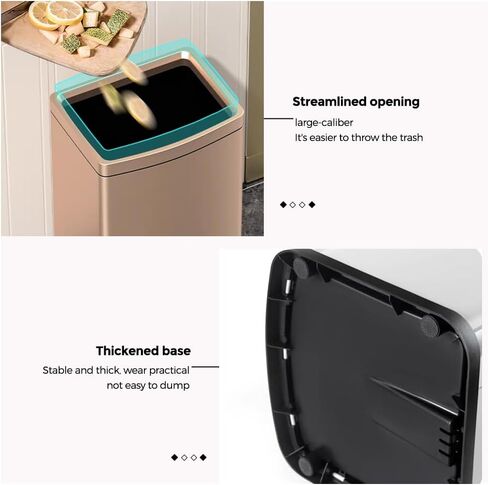 25L/6GALSquare Kitchen Trash can,Large Metal Garbage can,Champagne Gold Trash can,Gold Trash can for Bathroom,Tall Stainless Steel dusbin for Commercial,Detached House in Saudi Arabia