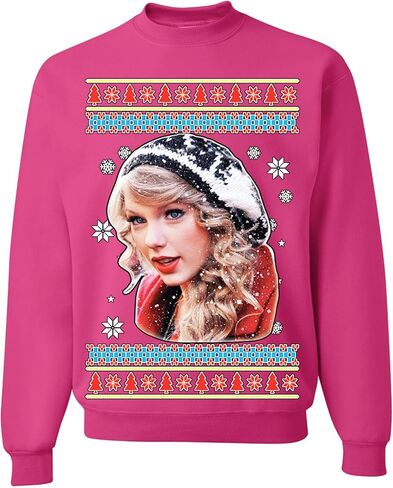 wild custom apparel In Era Swift Face Ugly Christmas Sweater Crewneck Sweatshirt in Kuwait