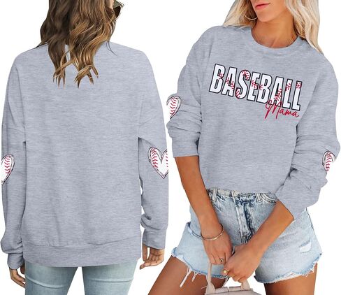 Baseball Shirts for Women Baseball Mama Sweatshirt Lightweight Baseball Mom Game Day Ballpark Gift Long Sleeve Tee Tops in Saudi Arabia