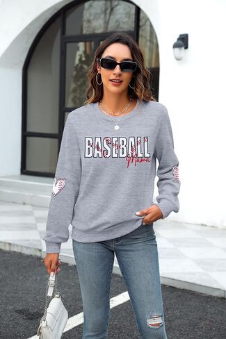 Baseball Shirts for Women Baseball Mama Sweatshirt Lightweight Baseball Mom Game Day Ballpark Gift Long Sleeve Tee Tops in Saudi Arabia