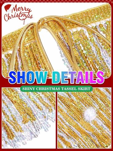 Aukmla Women Christmas Sequin Fringe Skirt Balls Tassel Hip Scarfs Dance Costume Xmas Santa New Year Skirts Wrap in Kuwait