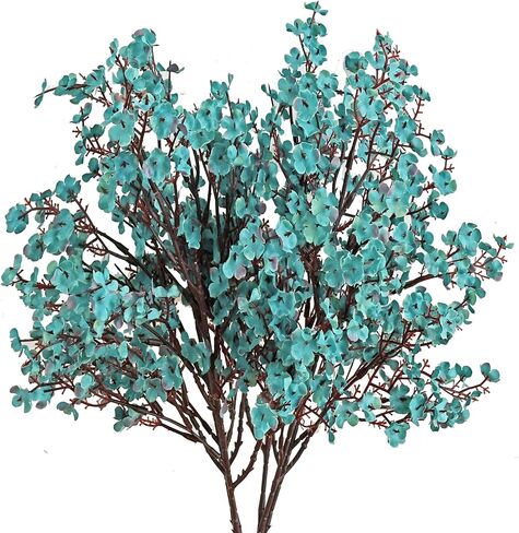 Mandy's 6pcs Teal Artificial Flowers Silk Babys Breath Gypsophila 18.7" for Home Kitchen Decor New Year Spring in Saudi Arabia