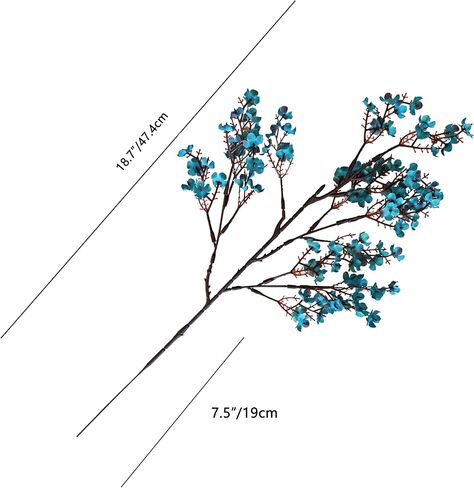 Mandy's 6pcs Teal Artificial Flowers Silk Babys Breath Gypsophila 18.7" for Home Kitchen Decor New Year Spring in Saudi Arabia