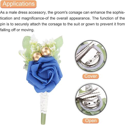 MECCANIXITY Groom Boutonnieres Rose Boutonnieres Pins for Men Wedding Ceremony Anniversary Formal Dinner,Party Suit Decoration, in Saudi Arabia