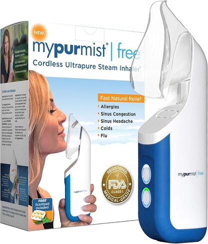 mypurmist جديد خالٍ من النقاوة الفائقة - جهاز استنشاق البخار اللاسلكي، مبخر ومرطب - جهاز استنشاق البخار المحمول لتخفيف الجيوب الأنفية، واحتقان الأنف، والبرد والسعال، جهاز بخار صوتي محمول للمطربين (مجموعة أساسية) in Saudi Arabia