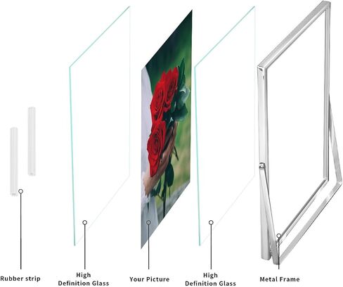 Floating Metal Black Photo Frame 5x7 inches, For Picture Sizes (4x6, 3.5x5, 2x3), Desk Shelf Tabletop Office Picture Frame For Mother's Father's Day Gift in Saudi Arabia
