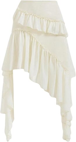 Verdusa Women's Boho Asymmetrical Ruffle Skirt Flowy High Waist Western Mini Skirt in Kuwait