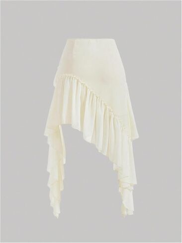 Verdusa Women's Boho Asymmetrical Ruffle Skirt Flowy High Waist Western Mini Skirt in Kuwait