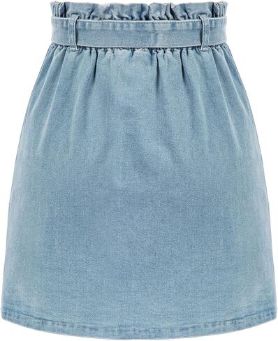 KANCY KOLE Women's Casual High Waist A Line Skirt Denim Skirt Elastic Waist Jean Short Skirt with Pockets in Saudi Arabia
