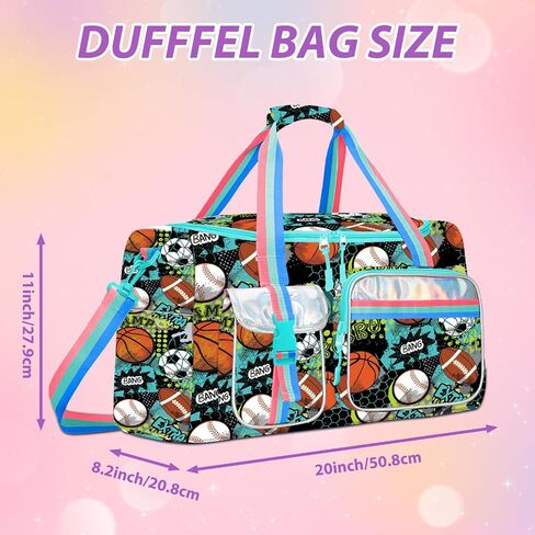 Kids Duffle Bag Girls Travel Bag Boys Overnight Bag for Girls and Woman Tote Bag Sleepover Bag for Girls Gym Dance Bag with Shoes Compartment in Saudi Arabia