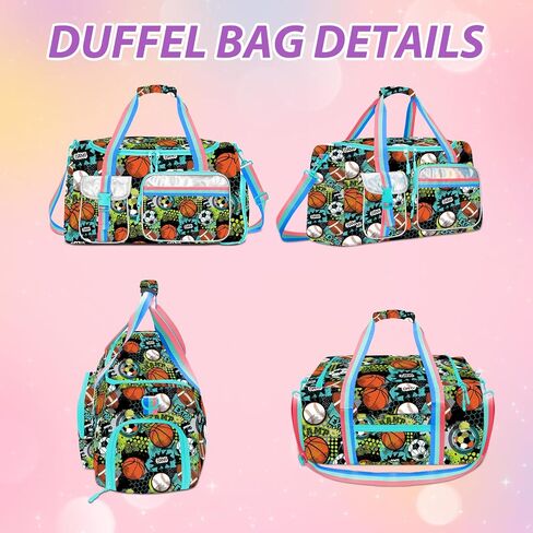 Kids Duffle Bag Girls Travel Bag Boys Overnight Bag for Girls and Woman Tote Bag Sleepover Bag for Girls Gym Dance Bag with Shoes Compartment in Saudi Arabia