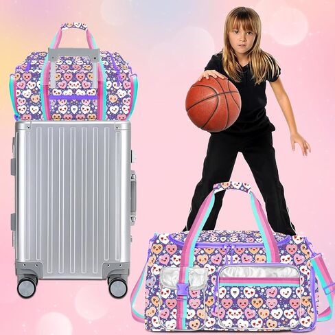 Kids Duffle Bag Girls Travel Bag Boys Overnight Bag for Girls and Woman Tote Bag Sleepover Bag for Girls Gym Dance Bag with Shoes Compartment in Saudi Arabia