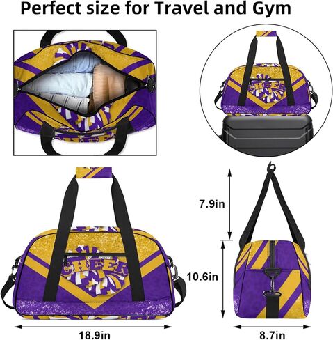 Cheer Duffle Bag for Cheerleaders, Cheerleading Gym Bag for Women, Carry on Weekender Bags, Travel Bag Duffel Bag (Gold&Navy) in Kuwait