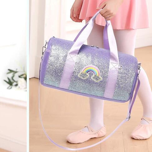 Dance Bag for Girls Ballet Bag Shiny Rainbow Glitter Sports Duffle Bag for Kids Girls Ballerina Duffle with Waterproof Dry Wet Separated Compartment in Kuwait