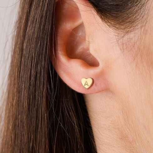 BAYLAY Initial Earrings for Women - 18K Gold Plated Heart Initial Earrings Hypoallergenic Little Initial Earrings for Women Sensitive Earrings in Kuwait