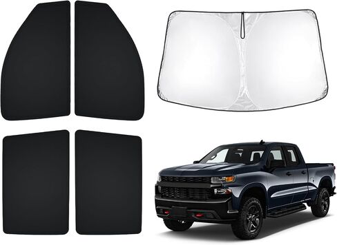 T TGBROS Window Sunshade Custom Fit for 2020-2023 2024 Chevrolet Silverado 2500 3500 Accessories Windshield Side Rear Window Full Set Car Sun Shades Blocks UV Rays Keeps Your Vehicle Cool 5PCS in Saudi Arabia