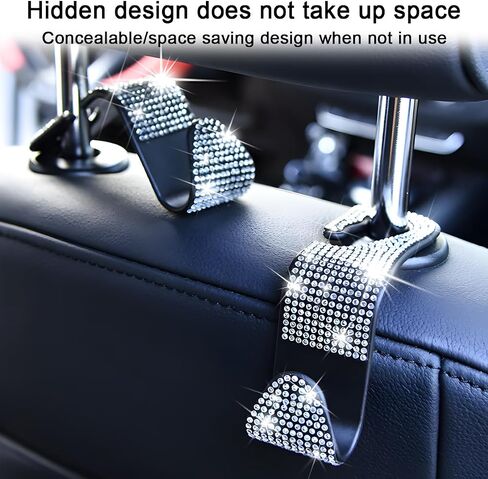 Mandark 4PCS Bling Car Seat Headrest Hooks, Crystal Rhinestone Vehicle Seat Back Hanger for Grocery Purses Handbags, Diamond Auto Seatback Storage Organizer Hanger, Universal for Most Cars (Pink) in Saudi Arabia