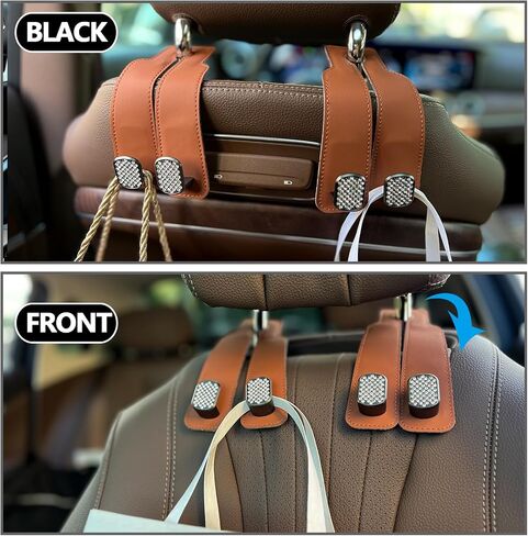Bling Car Back Seat Headrest Hooks, Car Hooks for Purses and Bags, Bag Hooks for Car Back Seats, Car Seat Hooks (2 Pack, Black) in Saudi Arabia
