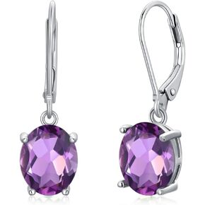 Seiyang Birthstone Earrings for Women 925 Sterling Silver Oval/Teardrop Leverback Dangle Drop Earrings Birthday Anniversary Jewelry Gift for Women Girls