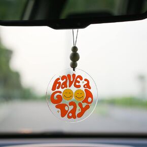 Talataca Christian 2D Flat Car Ornament & Wood Beads, Inspirational Quotes Beaded Rear View Mirror Accessories, Rearview Hanging Charm, Christmas Tree Decor, Religious Gift