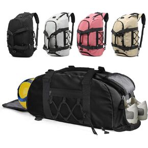 35L Gym Bag for Women & Men, Sports Travel Duffel Bag with Shoe Compartment, Anti-Theft Carry On Weekender Bag for Airplane, Water Resistant Workout Overnight Backpack for Travel Gym, Black