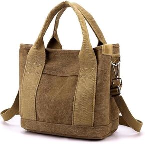 Small Tote Bag with Zipper, 2024 Canvas Multi-Pocket Crossbody Bag Shoulder Bag Satchel Hobo Bag Messenger Bag