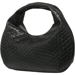 GORGLITTER Women's Braided Bag Woven Purse Retro Bags Top Handle Pu Leather Clutch Handbags Zipper Closure