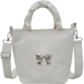 SweatyRocks Women's Bucket Bag Bow Shoulder Bag Crossbody Handbag Handle Satchel Purse