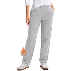 SANTINY Women's Fleece Lined Sweatpants Cotton Straight Leg Pants with Pockets Drawstring Winter Sweat Pants for Women