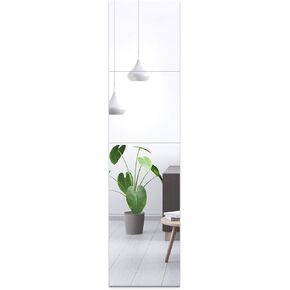EVENLIVE® Full Length Mirror Tiles, Frameless Wall Mirror 12 Inch x 4 Pieces, Body Mirror, Long Mirror, Gym Mirrors for Home Gym, for Door, Closet, Room, Easy to Install