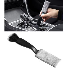 Universal 2 in 1 Duster for Car Clean,Car Bursh Tool,Double Head Brush,Auto Interior Detailing Brush,Soft Car Interior Detailing Brush Dust Brush (Black)