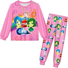 Little Girls Shirt and Pants 2Pcs Sets Princess Cartoon Printed Top and Pants Sets for 4-12Y Kids Home Casual Wear
