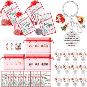 Sureio 36 Pcs Christmas Nurse Gifts for Women Nurse Keychain Nurse Week Gifts Nurse Appreciation Gift Nursing Medical Assistant Gifts Graduation Gifts Doctor Gifts