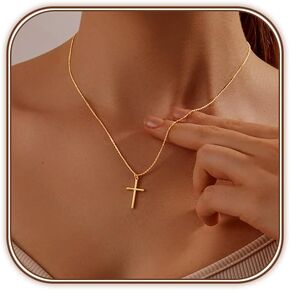 14K Gold Plated/Sterling Silver Cross Necklace for Women Dainty Women's Tiny/Simple/Mini/Classic Cross Pendant Necklace Christmas Jewelry Gifts for Women