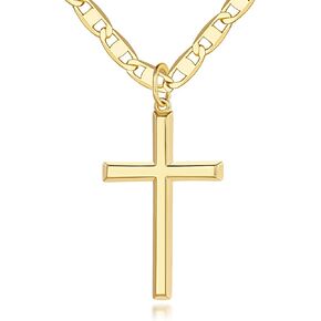 14k Gold Cross Necklace for Women Gold Cross Pendant Gold Chain Mariner Masculine Appeal 19 Inch
