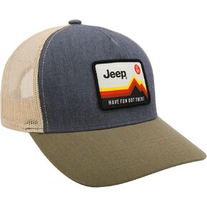 Jeep Have Fun Out There Trucker Snapback Patch Hat Grey/Army Green/Cream