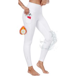 Ewedoos Fleece Lined Leggings with Pockets Waterproof Leggings Thermal Winter Warm Leggings for Women Hiking Ski Camping