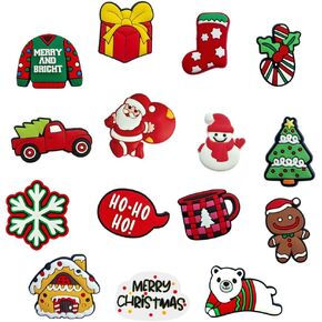 Christmas Shoe Charms - Holiday Decoration Charms Gift for Boys Kids Teens and Adults - Set of 15