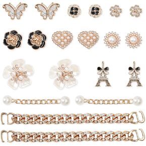 20 Pcs Bling Shoe Charms for Women Flower Butterfly Clog Shoes Decoration Bling Diamond Bling Chain Charms Cute Shoes Charms Decor for Sandals Girls Party Birthday Gifts
