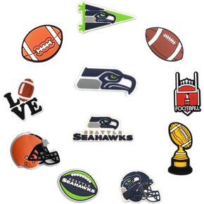 10PC Shoe Charms for crocs clogs Decoration, Team Charms for Seahawks sports fans