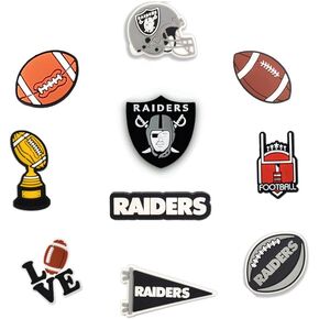 10PC Shoe Charms for crocs clogs Decoration, Team Charms for Raiders sports fans