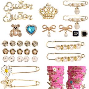 BIIQAKOO Charms for Socks Safety Pins Junk Sock Charms Brooches and Pins for Women Jewelry Charms Kit for Hat Clothes