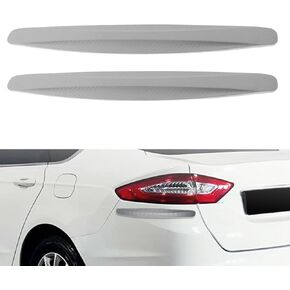 2PCS Car Bumper Protector Trim, Car Front Rear Bumper Protector Strip, Universal Carbon Fiber Textured Rubber Bumper Anti Collision Strips, Suitable for Cars, SUVs, Trucks (White)