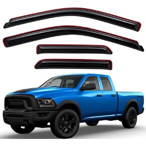 Lightronic WV94101 Outside-Mount Side Window Visor Deflector Rain Guard, Dark Smoke, 4-Pieces Set, Fits 2009-2018 Dodge Ram 1500 Quad Cab, 2019-2023 Ram 1500 Classic Quad Cab
