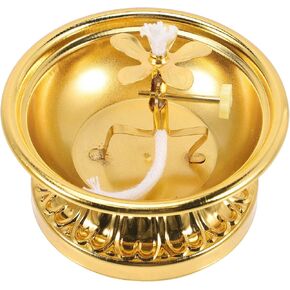 MAGICLULU Retro Oil Lamp Butter Lamp Holder Buddha Votive Tealight Holder Ghee Oil Lamp Golden Buddhist Oil Lamp Altar Supplies Temple Decor Diwali Worship