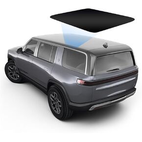 PACEWALKER Glass Foldable Roof Sunshade Heat Insulation UV Blocking Sunroof Covers Compatible with 2022-2024 Rivian R1S Accessories(Silver)
