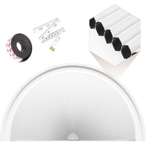 Half Circle Window Shades, Blackout Arch Blinds for Indoor Windows, Adjustable Honeycomb Blinds for Home No Drill, Magnetic Tape Easy Install, Radius 36" Grey