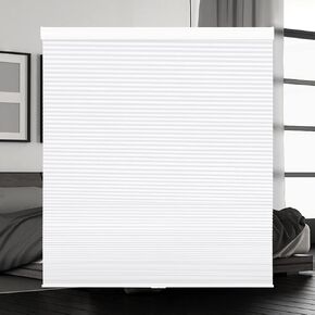 Cordless Cellular Shades Light Filtering Honeycomb Window Shades and Blinds, Room Darkening Cellular Blinds for Windows, Home and Bedroom, 45" W x 64" L, White & Grey