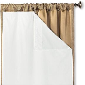 HLC.ME White Thermal Insulated 100% Blackout Curtain Liner for 84 inch Window Panels - Complete Darkness & Window Privacy, Energy Efficient, Noise Reducing - Hooks Included (2 Panels, 50 W x 80 inch)