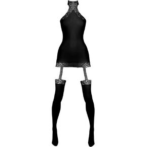 Lovehoney Lingerie Dangerous Curves Bodystocking All in One Sheer Suspender and Lace Stockings Set - Regular to Plus Size